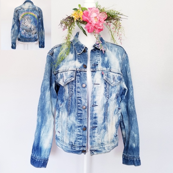 Levi's Jackets & Blazers - Levi's Trucker Jacket 80s Unicorn Rainbow Painted